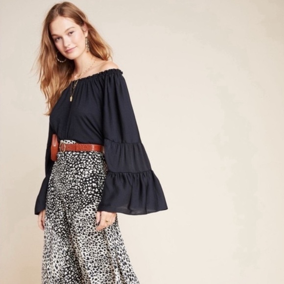 Anthropologie Tops - Anthropologie Gloria Bell Sleeve Off The Shoulder Top in Black